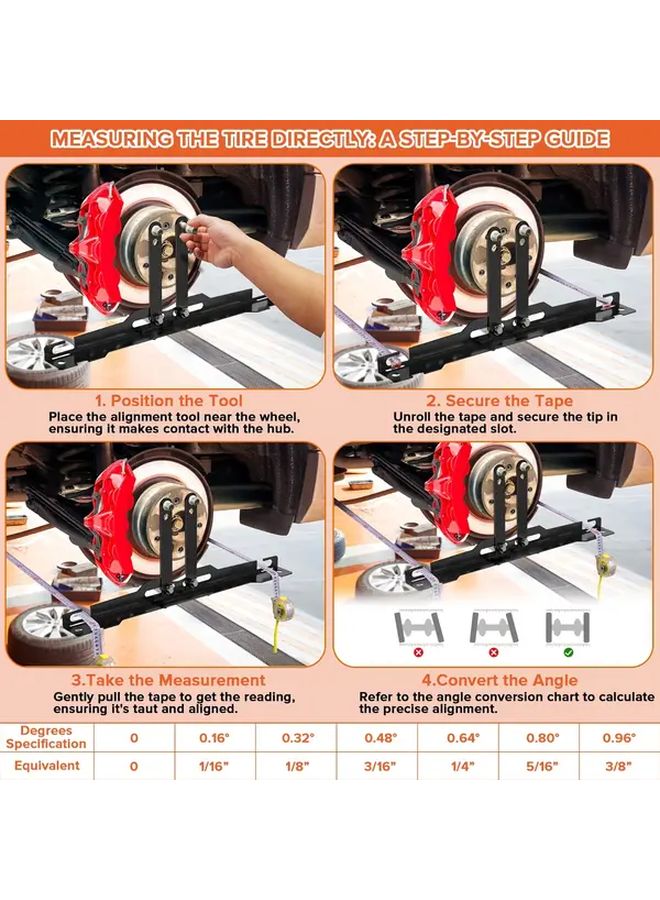 2 Sets Wheel Alignment Tool Kit with 2 Tape Measures for Home and Professional Use - Image 4